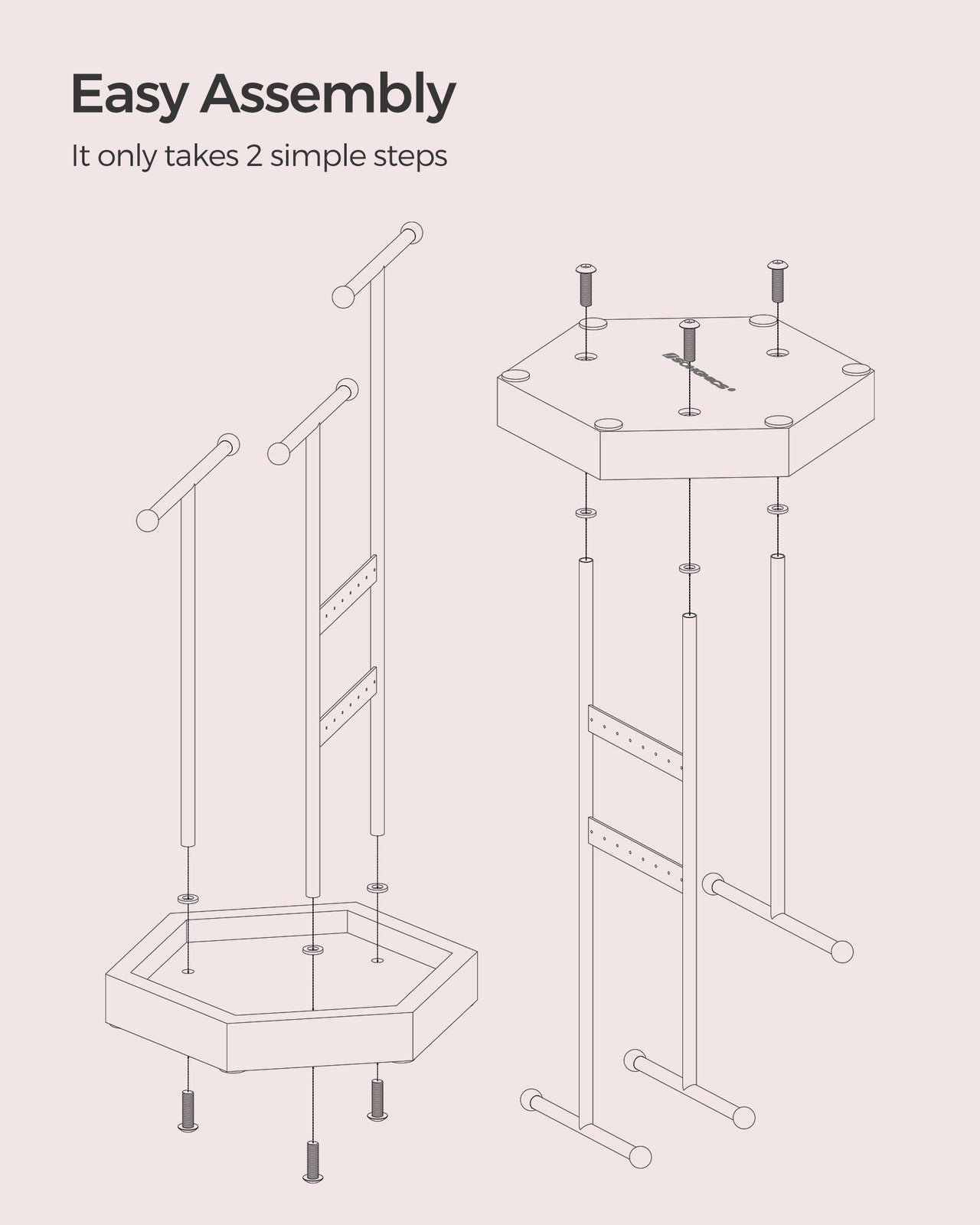 Jewelry Holder with Metal Frame - Gold, White
