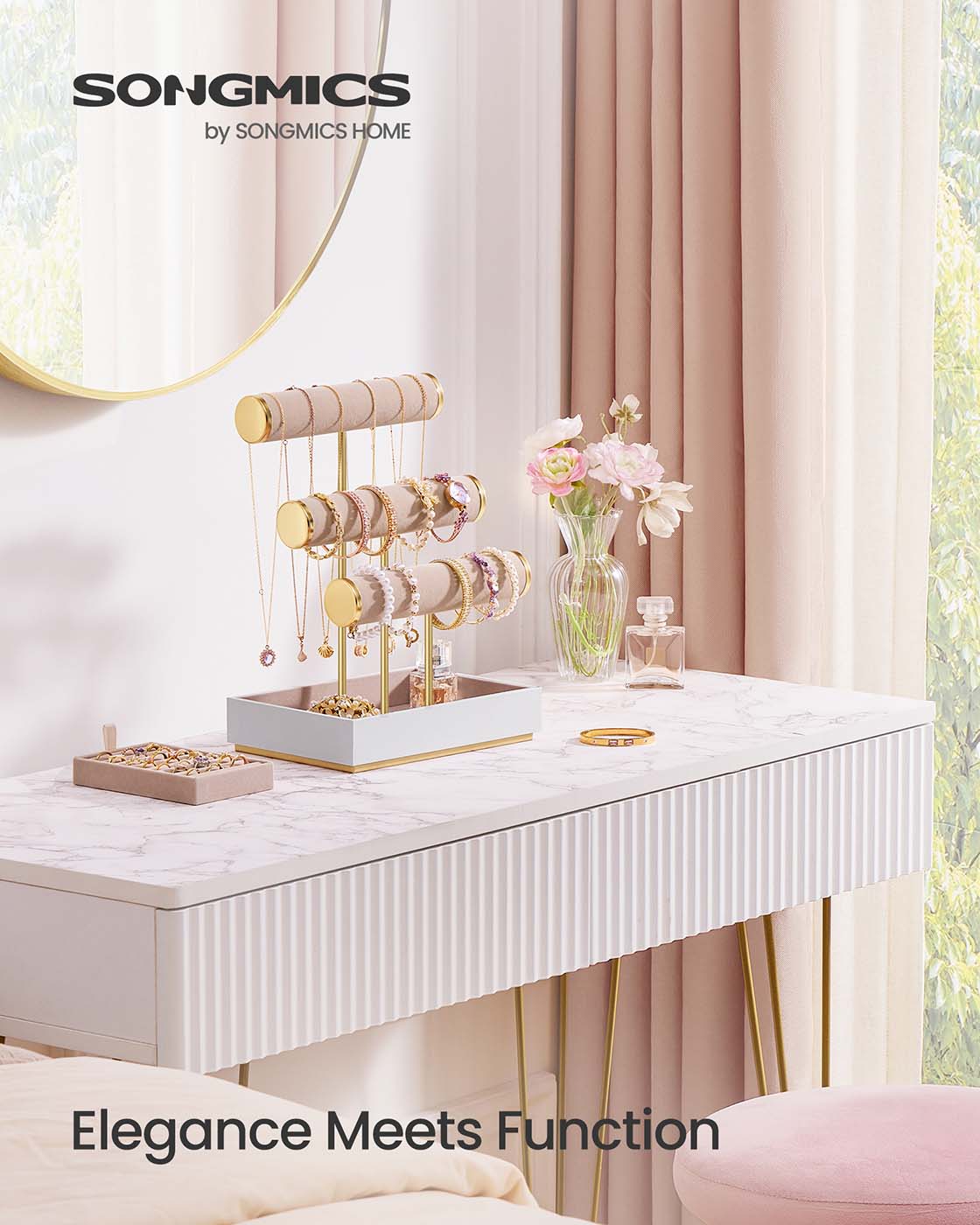 Bracelet Holder Stand - Jewelry Display Stand - Cloud White, Camel Brown