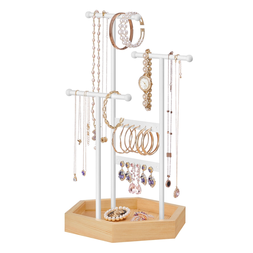 Jewelry Holder with Metal Frame - White, Natural Beige