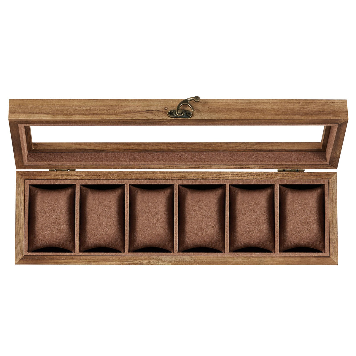 Solid Wood Watch Box - 10-Slot - Glass Lid - Velvet Lining