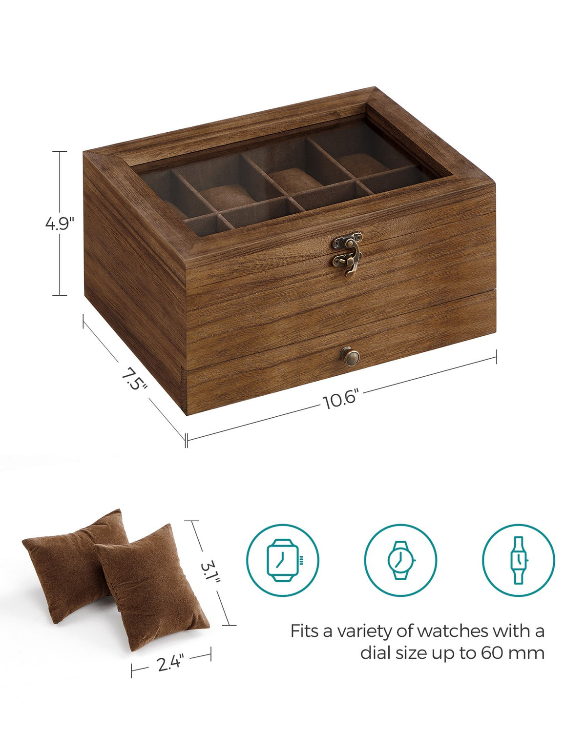 Watch Box - 8-Slot - Large Glass Lid