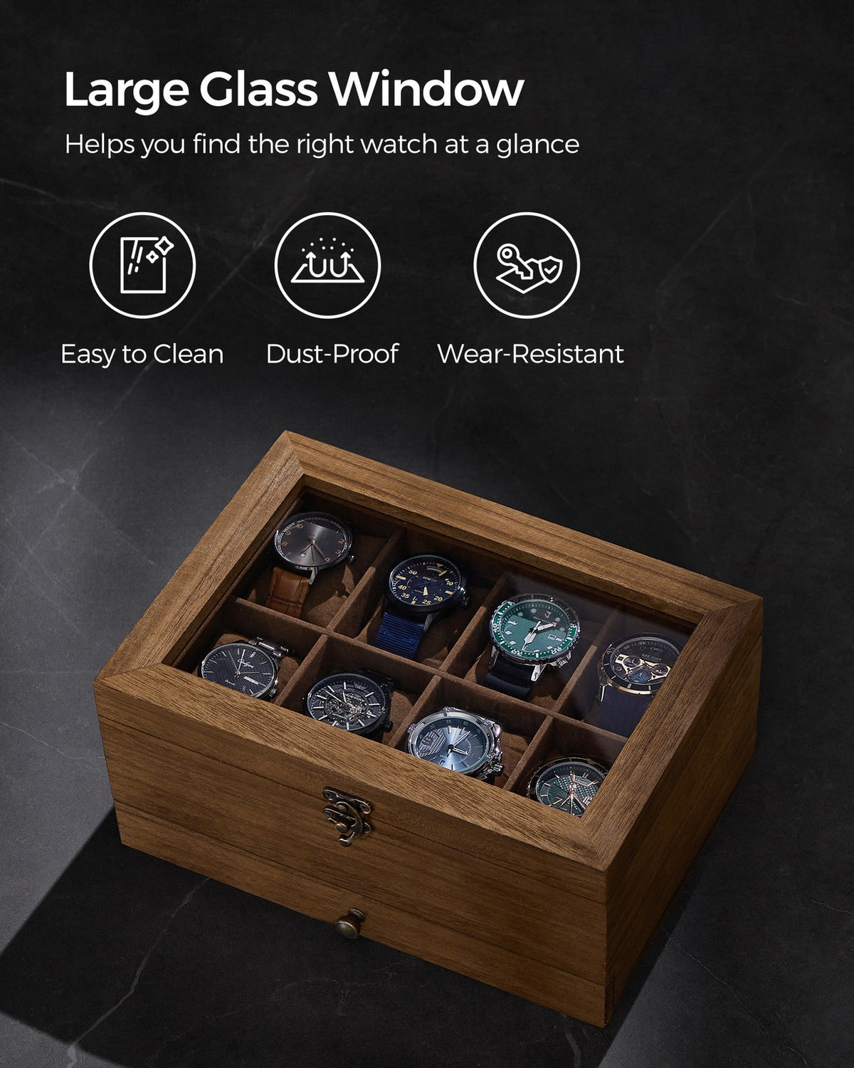 Watch Box - 8-Slot - Large Glass Lid