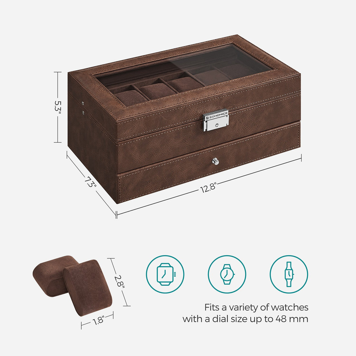 Watch Box - 12-Slot - Glass Lid