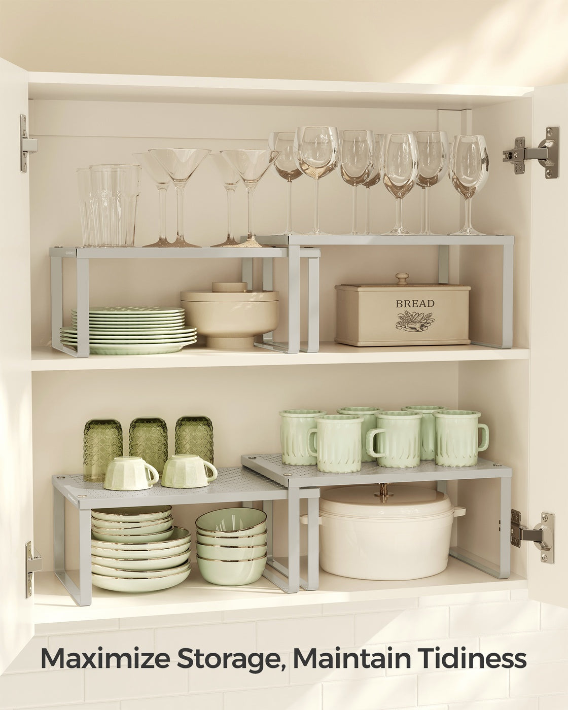 Set of 2 Stackable and Expandable Spice Racks - Oatmeal Beige