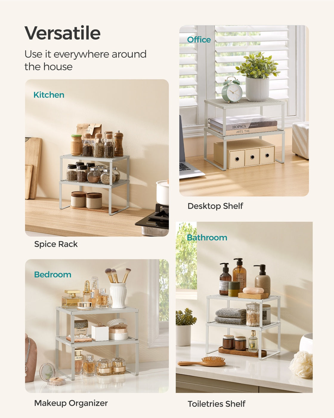 Set of 2 Stackable and Expandable Spice Racks - Oatmeal Beige