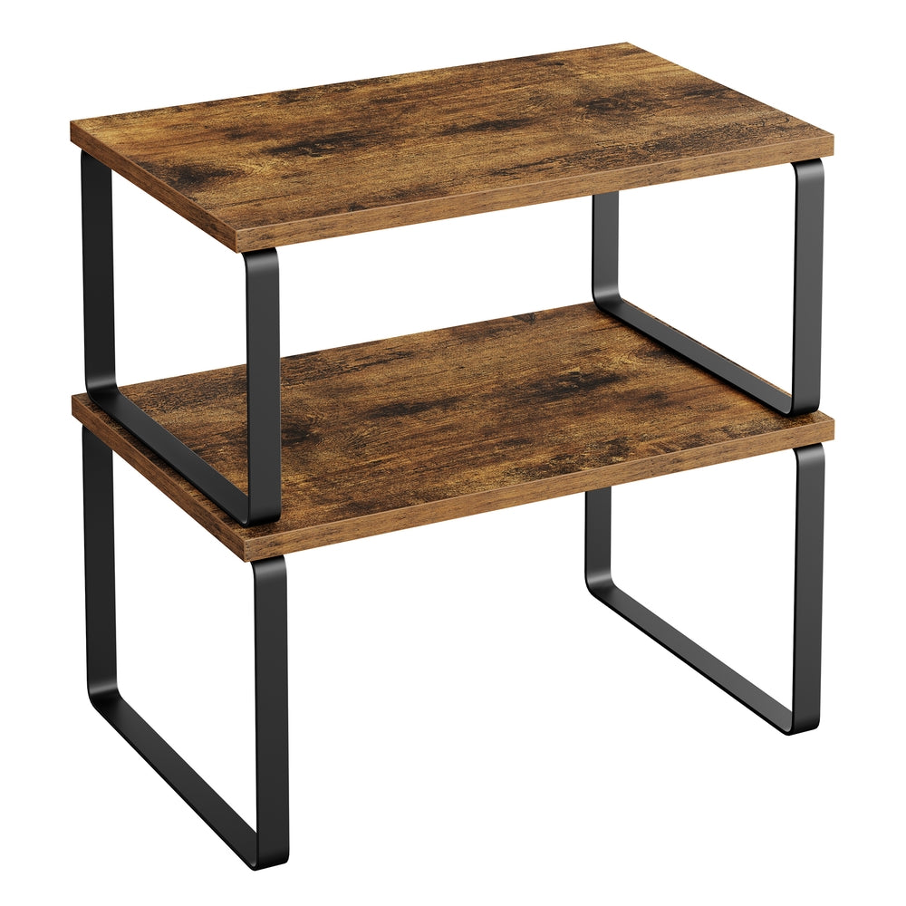 Set of 2 Kitchen Counter Shelves - Rustic Brown
