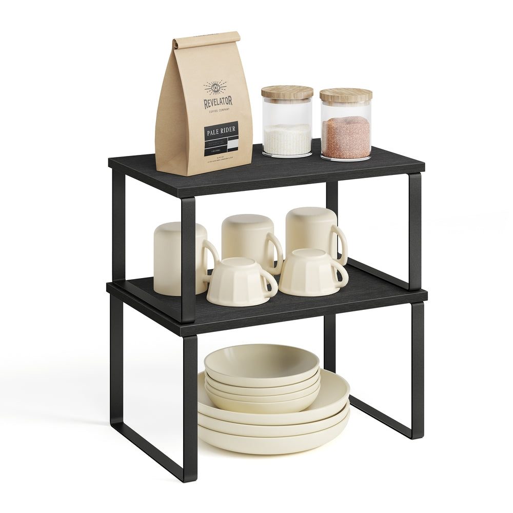 Set of 4 Kitchen Counter Shelves - Ink Black, Ebony Black