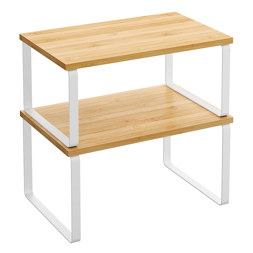 Set of 2 Kitchen Counter Shelves - Bamboo White Frame