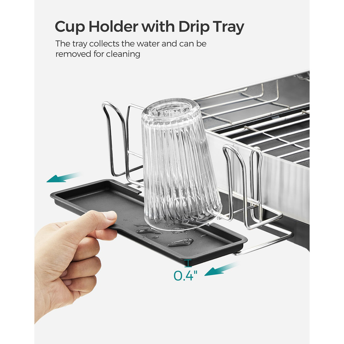 Premium Stainless Steel Dish Rack with Rotatable Spout - Silver, Black