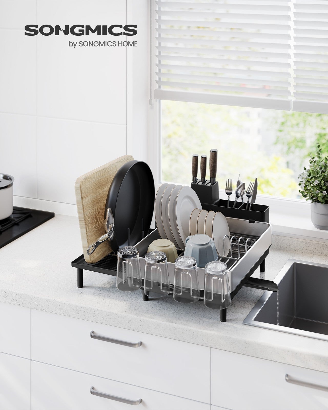 Expandable Dish Drying Rack for Kitchen Counter - Silver, Gray