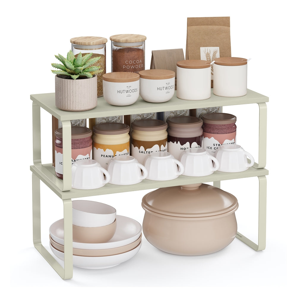 Cabinet Organizer Shelf - Set of 2 - Cappuccino Beige (UKCS200K01)