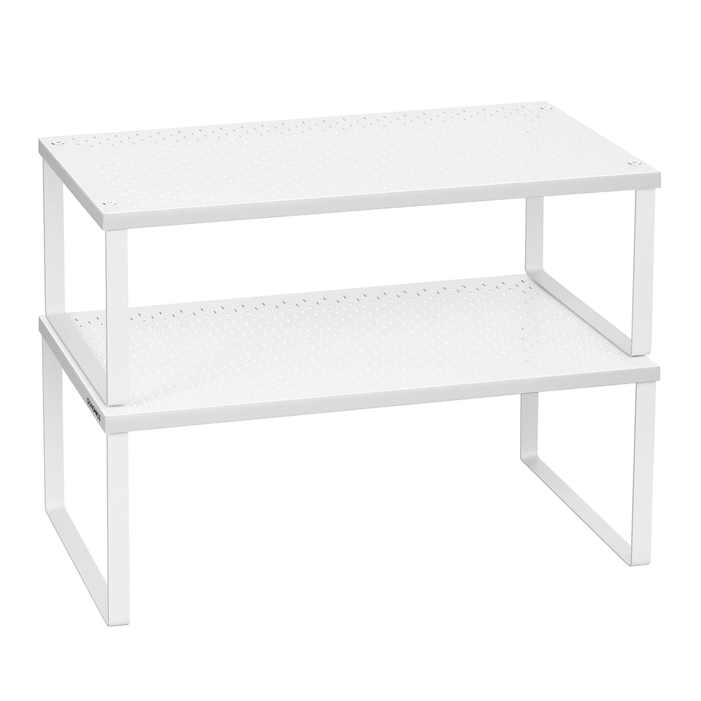 Set of 2 Stackable and Expandable Spice Racks - White Dotted