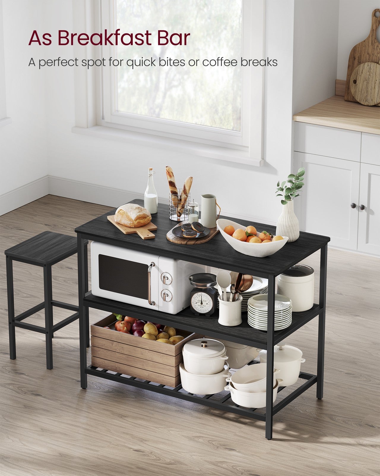 Kitchen Shelf - 47.2-Inch - Large Worktop - Industrial Style
