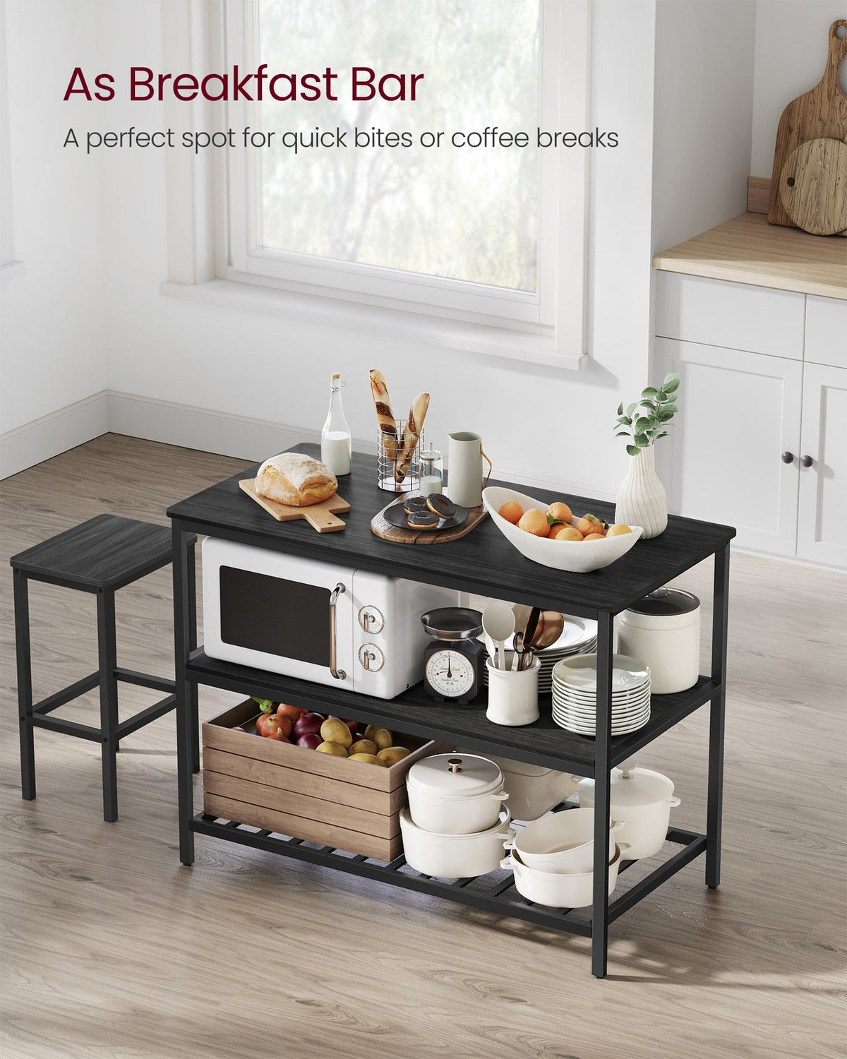 Kitchen Shelf - 47.2-Inch - Large Worktop - Industrial Style