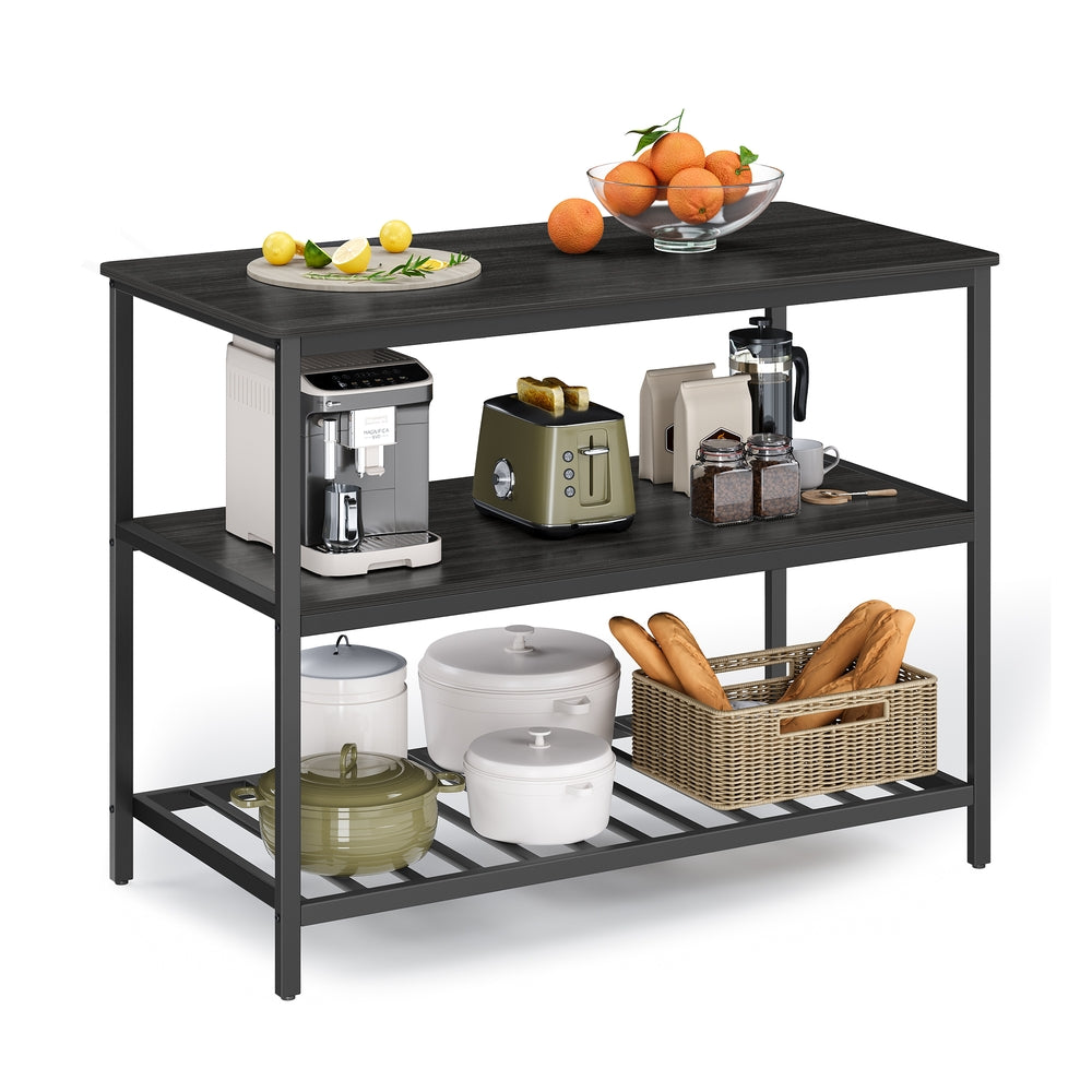 47.2 Inches Kitchen Shelf with Large Worktop - Ebonized Oak Finish, Black