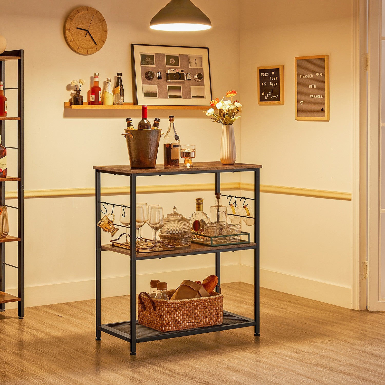 Baker’s Rack with 3 Open Shelves and Metal Frame