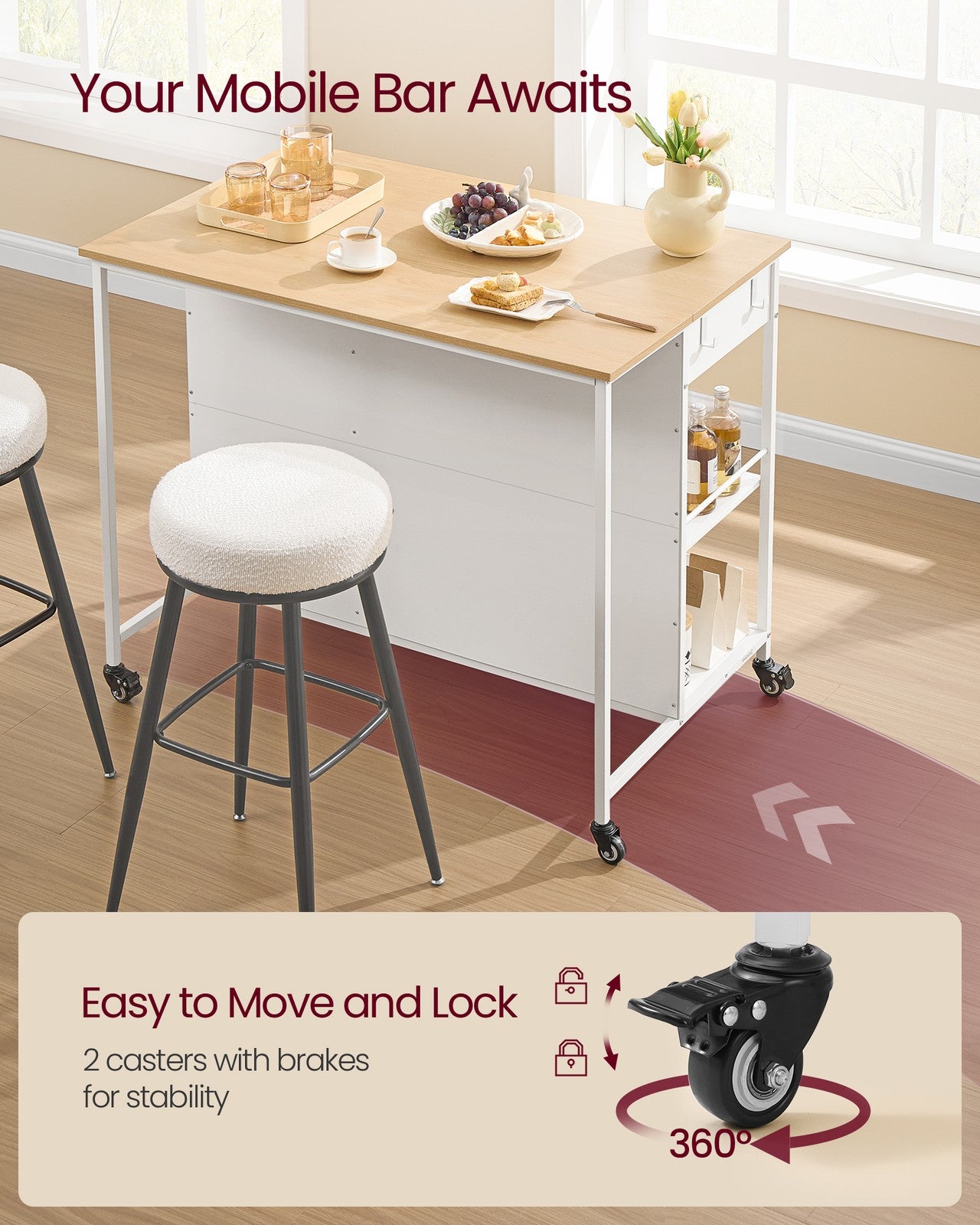 Kitchen Rolling Island - Mobile Kitchen Cart with Storage on Wheels