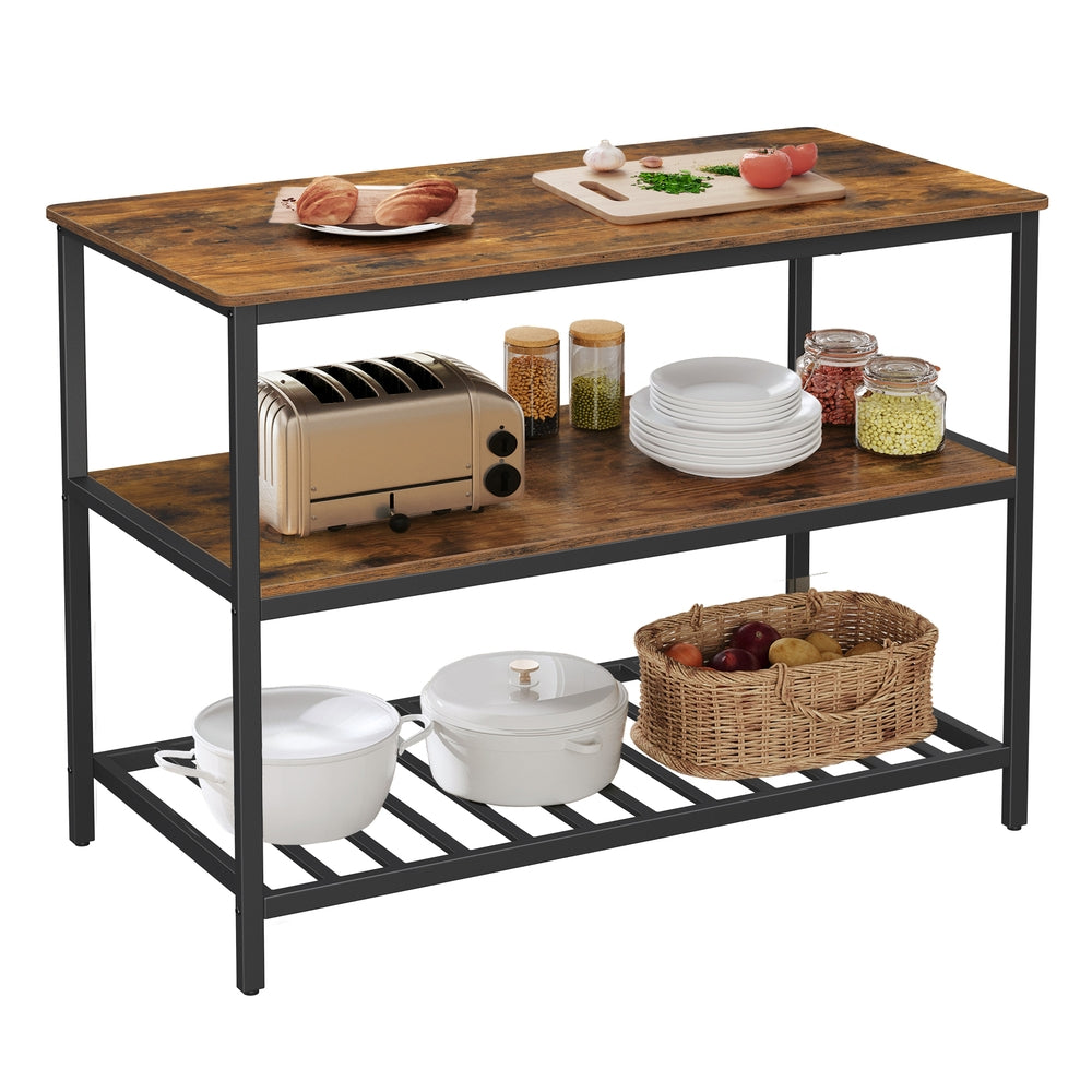 47.2 Inches Kitchen Shelf with Large Worktop - Rustic Brown