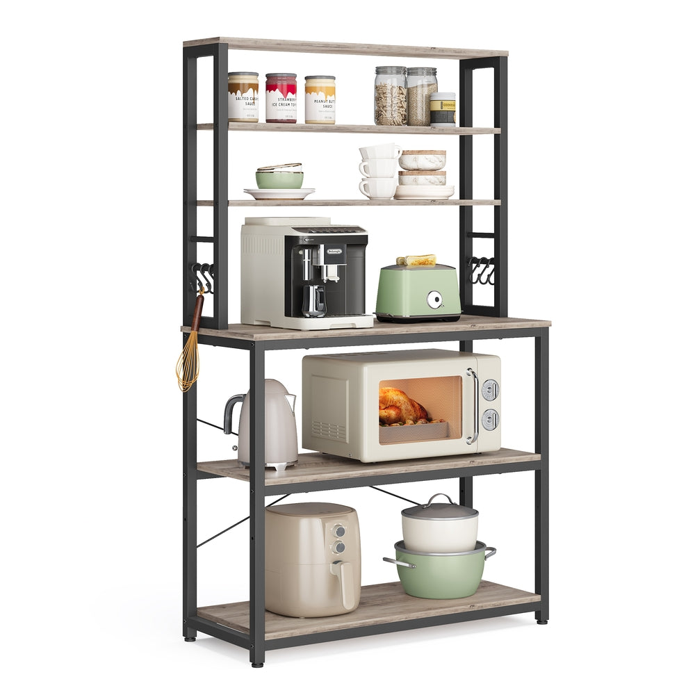 31.5 Inches Baker's Rack for Kitchen with Storage - Greige, Black