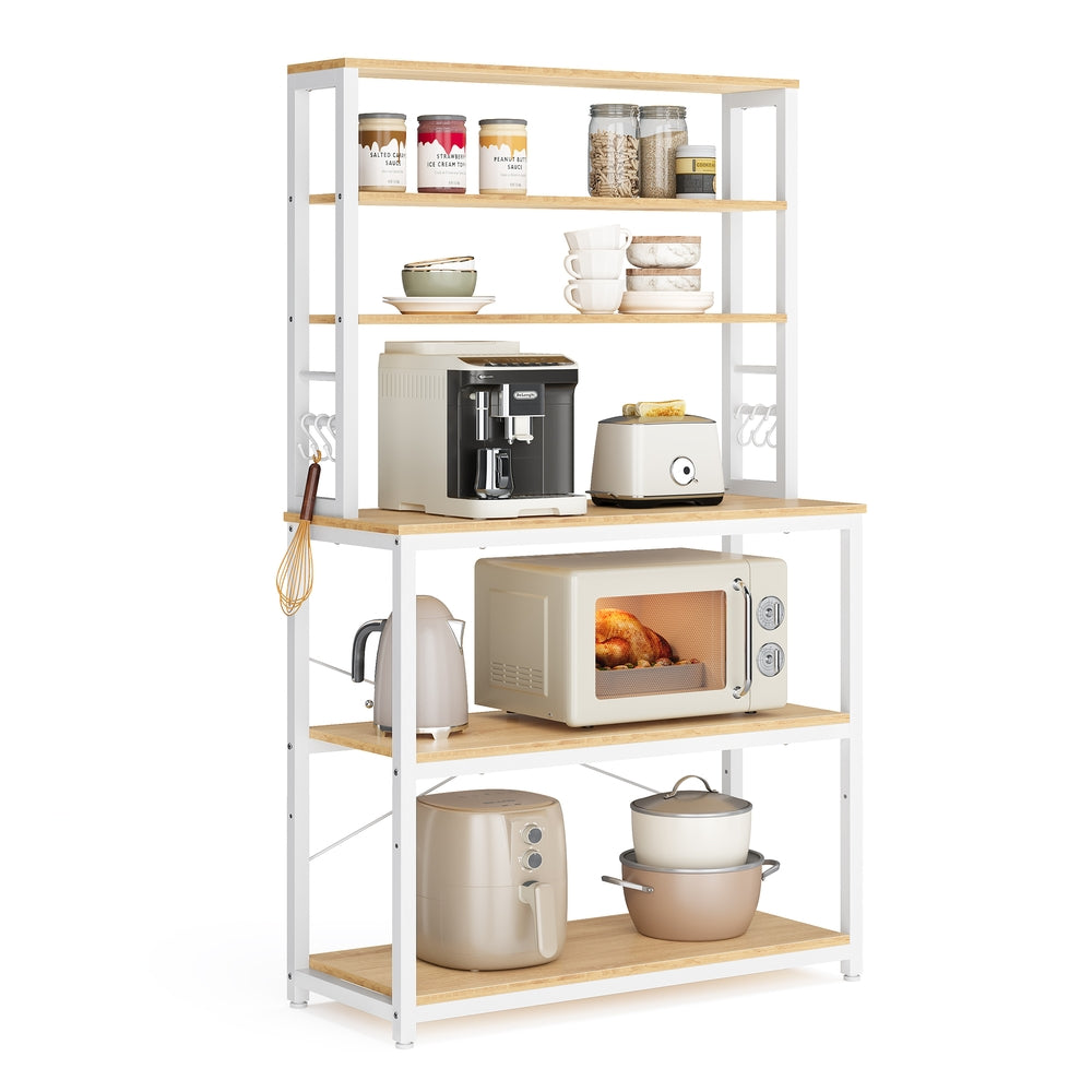 31.5 Inches Baker's Rack for Kitchen with Storage - Oak, White