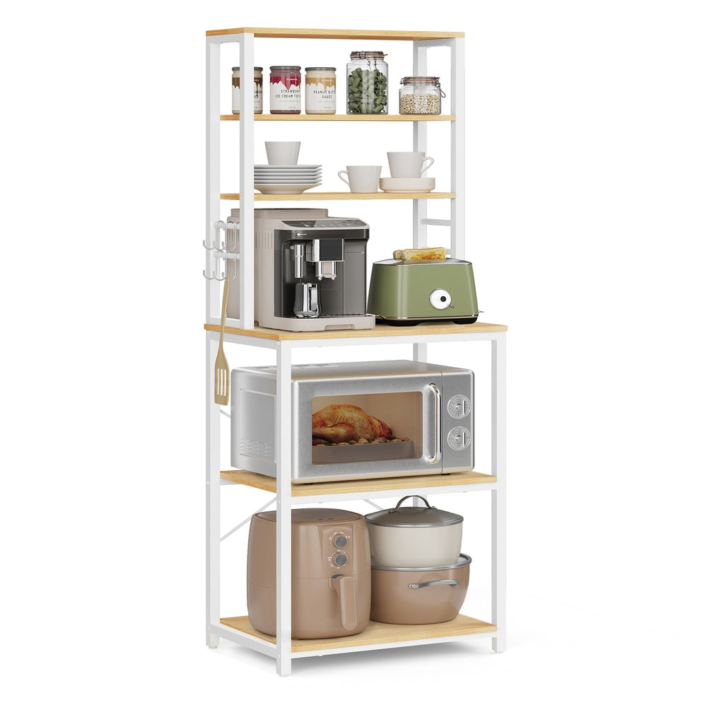 Baker’s Rack for Kitchen with Storage - Oak, White