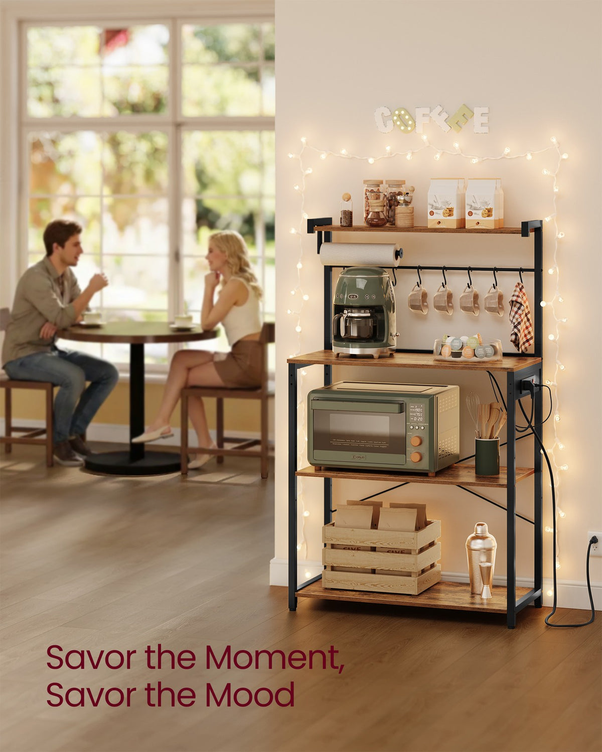 BARNET Collection - Kitchen Bakers Rack with Power Outlet