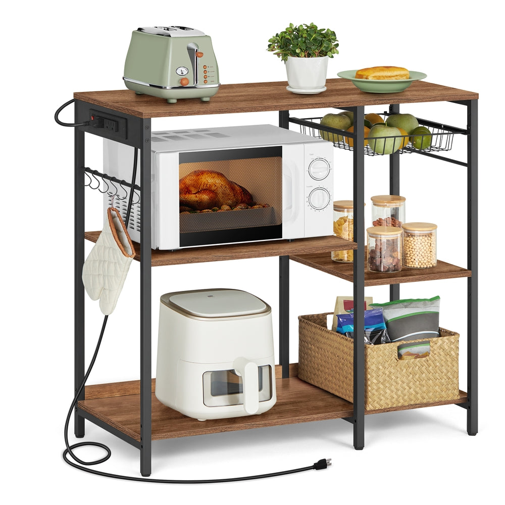 Baker's Rack with Charging Station - Coffee