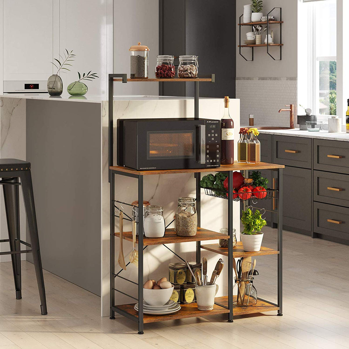 Kitchen Storage Rack - With Wire Basket