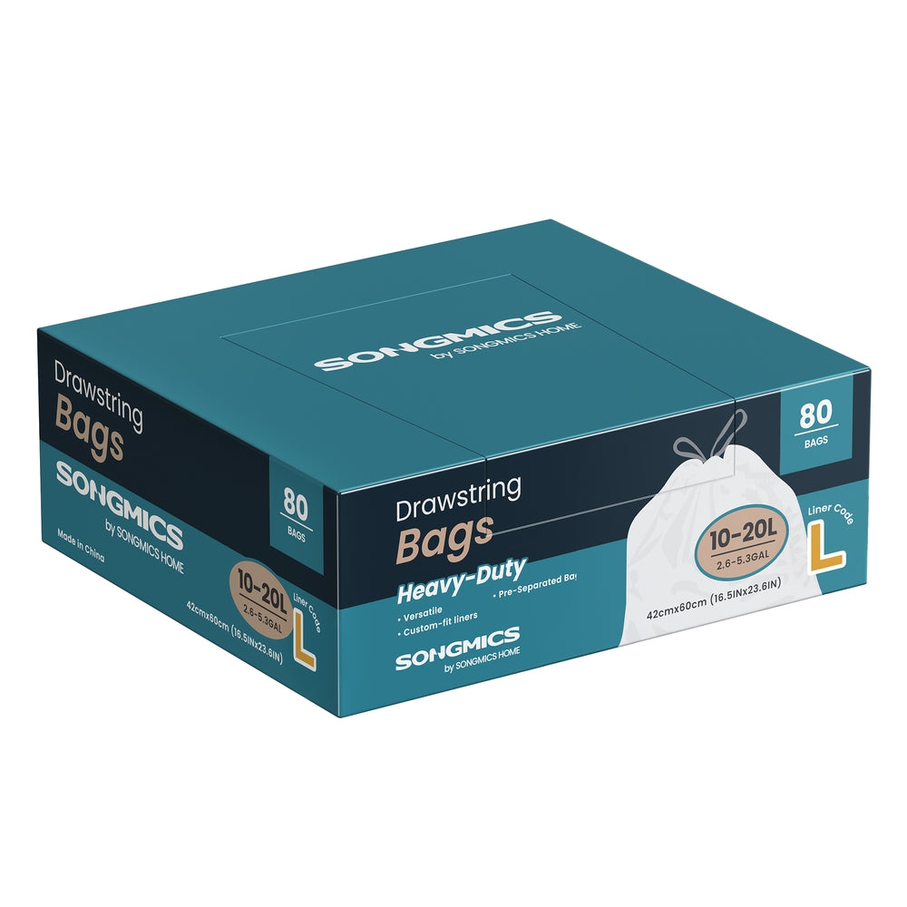 Trash Bags 8-Gallon with Drawstrings 80 Count Liner Code H Cream White - Code L