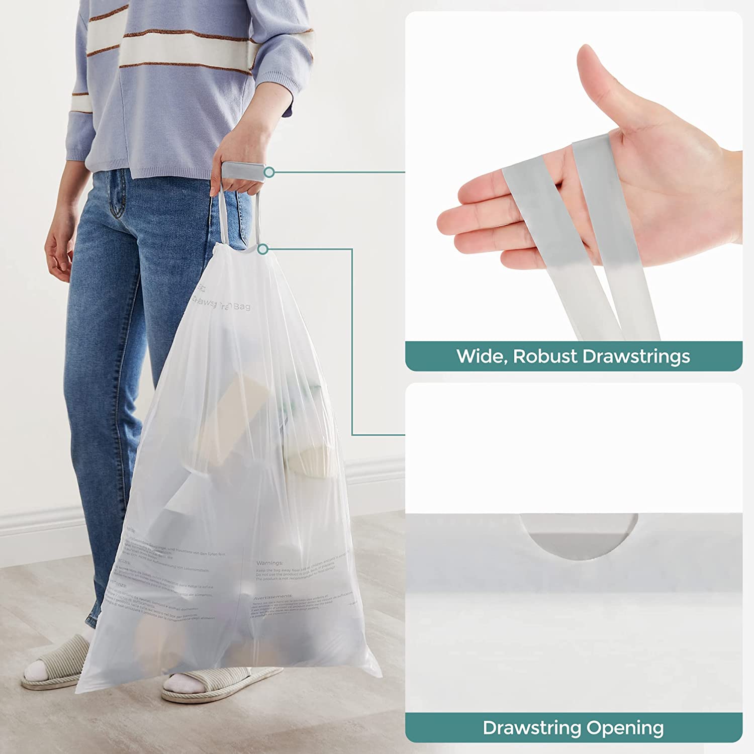 Trash Bags for 8-Gallon (30L) Trash Cans - White