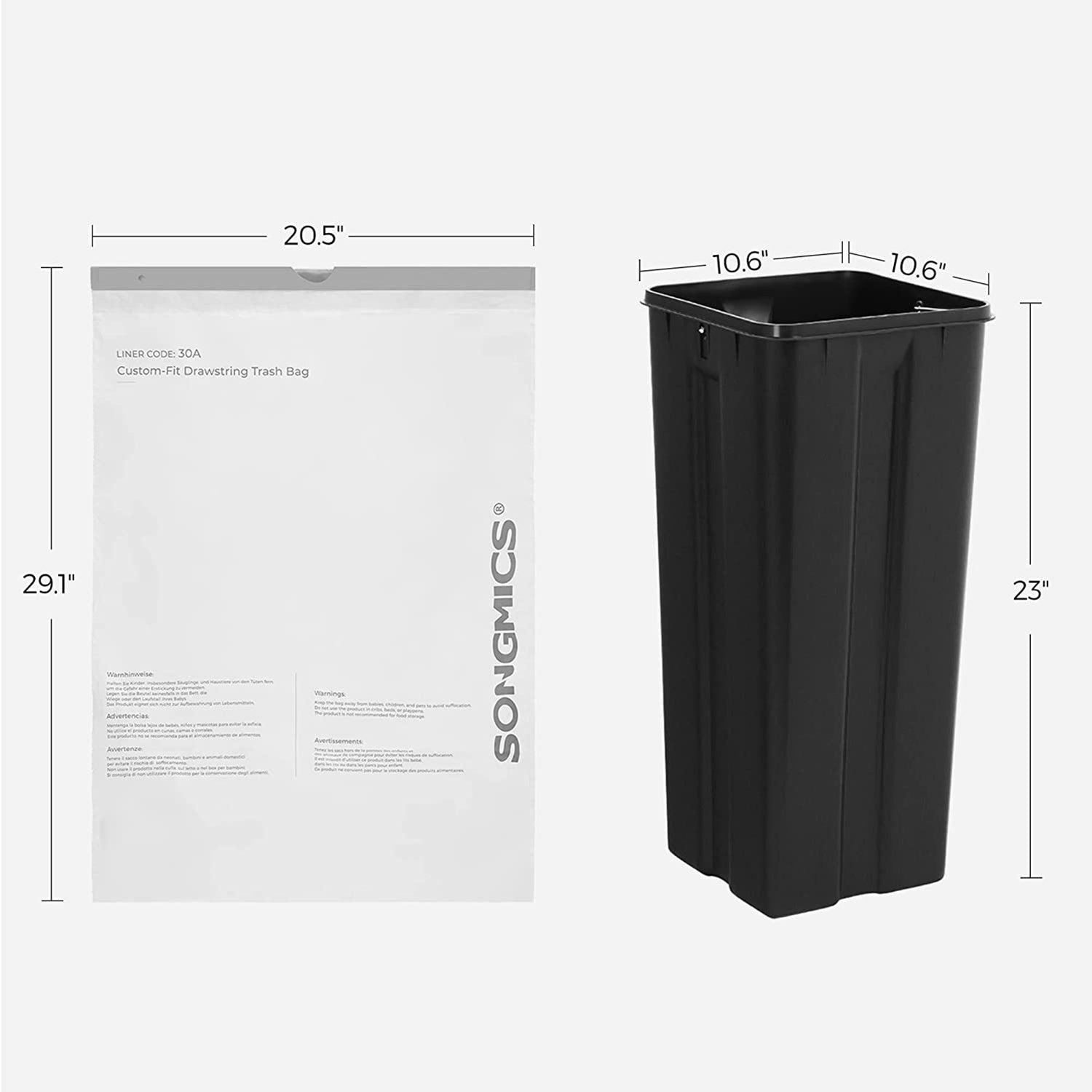 Trash Bags for 8-Gallon (30L) Trash Cans - White