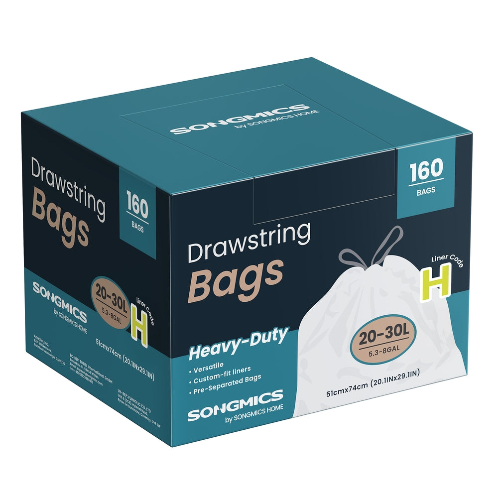 Trash Bags 8-Gallon with Drawstrings 80 Count Liner Code H Cream White - Code H