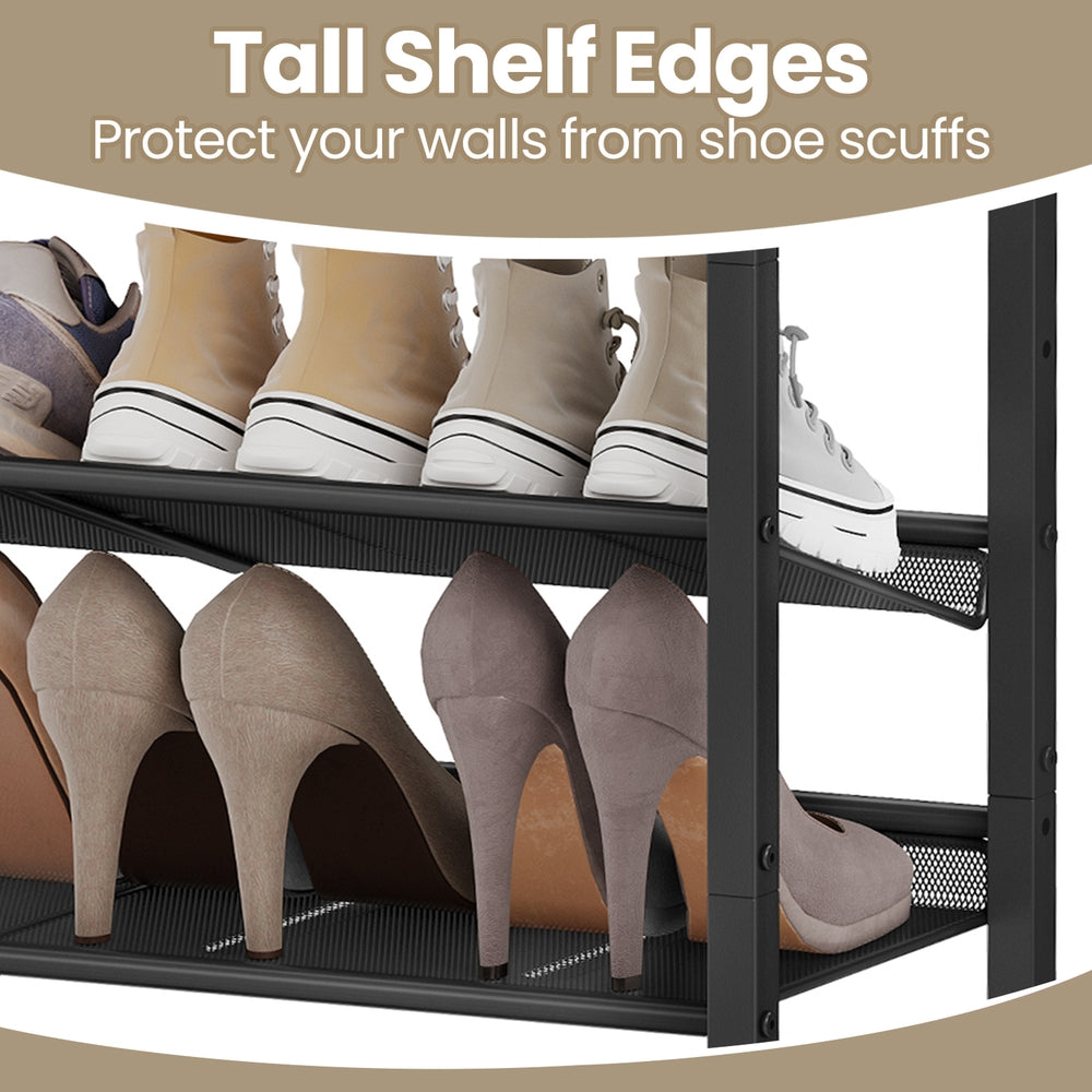 Four Tier Shoe Storage Rack with Adjustable Mesh Shelves