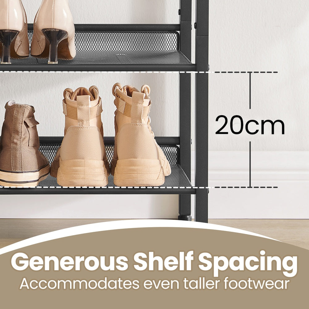 Four Tier Shoe Storage Rack with Adjustable Mesh Shelves