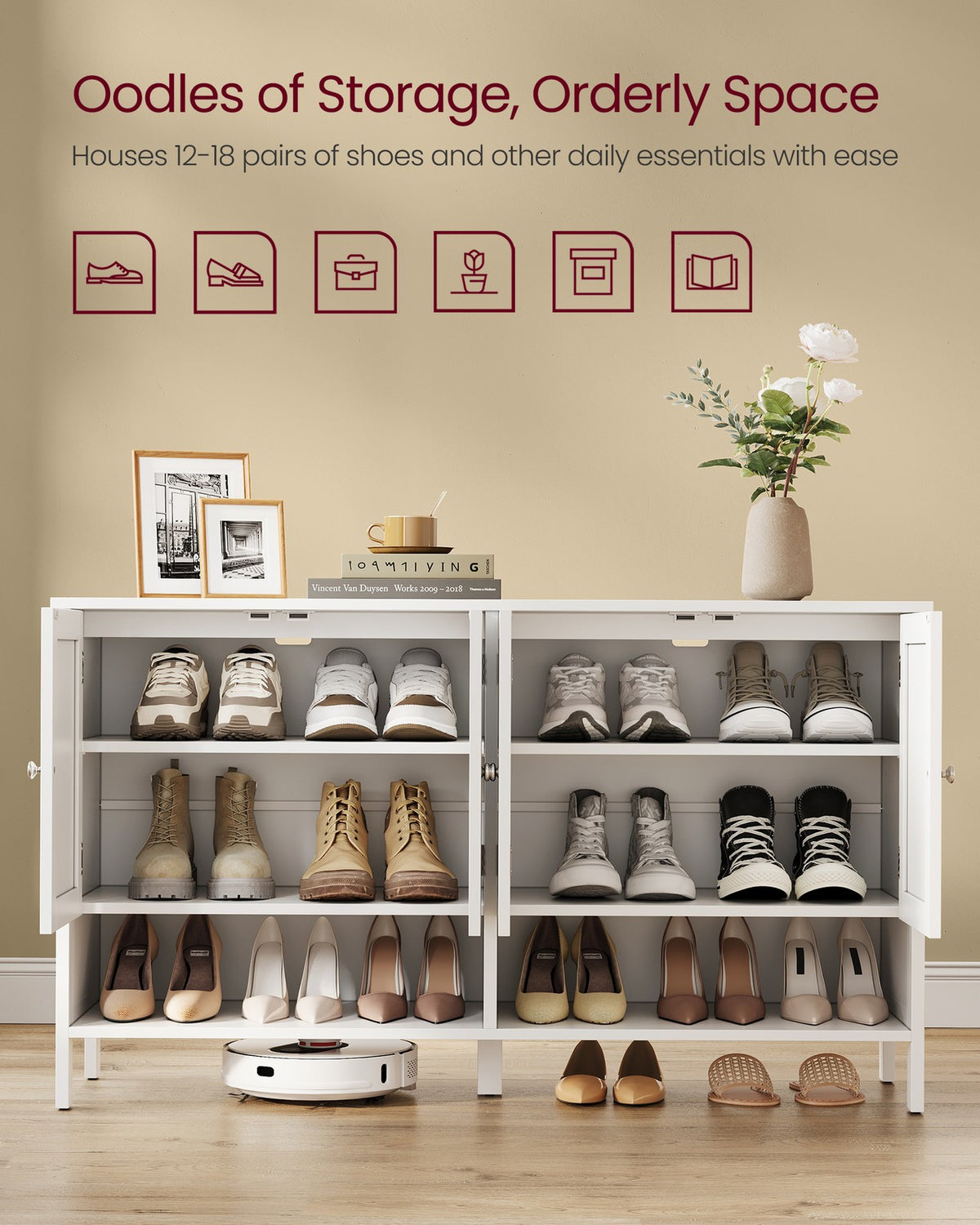 Shoe Cabinet - 3-Tier Shoe Storage Organizer
