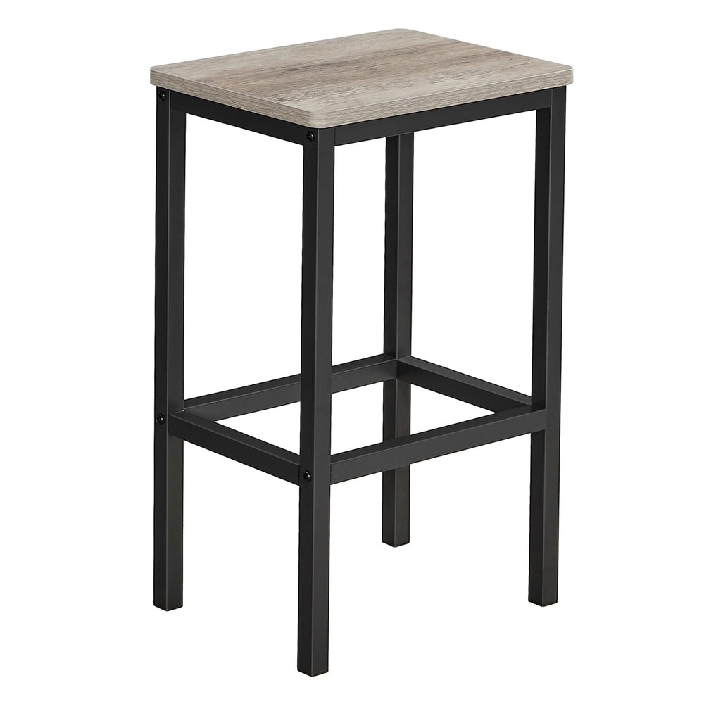 Set of 2 Greige Bar Stool with Metal Frame - Black