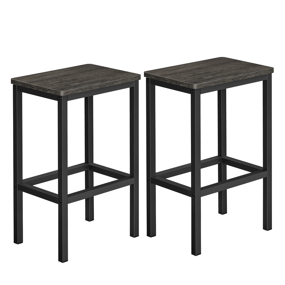 Set of 2 Greige Bar Stool with Metal Frame - Black (ULBC065B04)