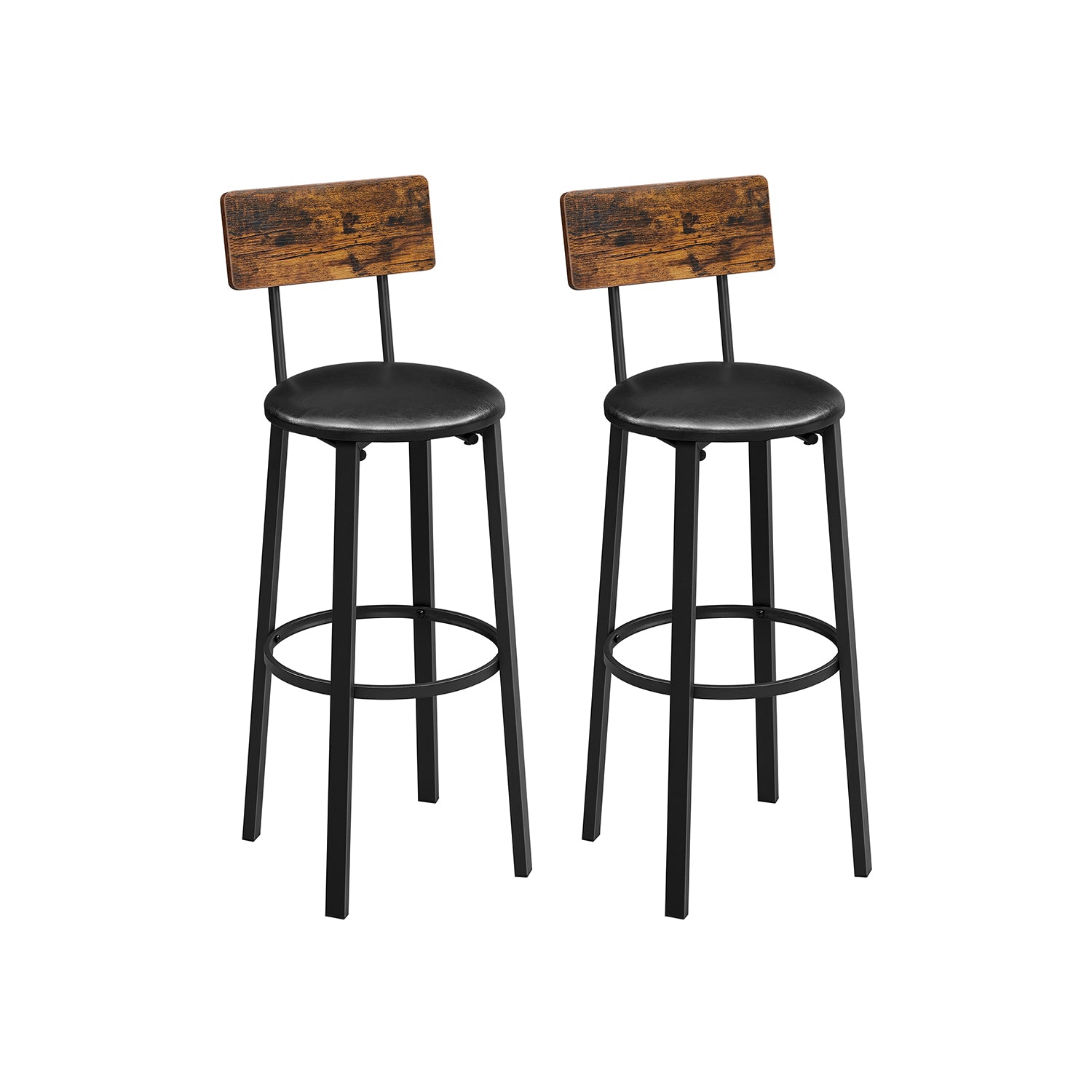 Set of 2 PU Upholstered Bar Stools