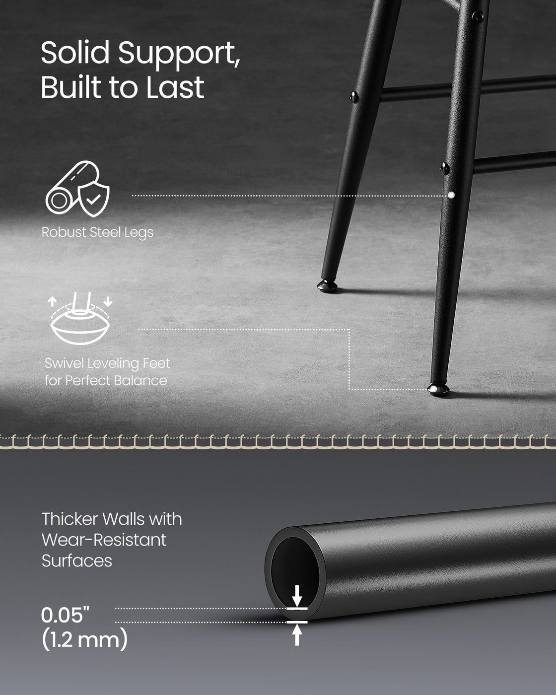 EKHO Collection - Counter Stools Set of 2 - Ink Black - Simply Black