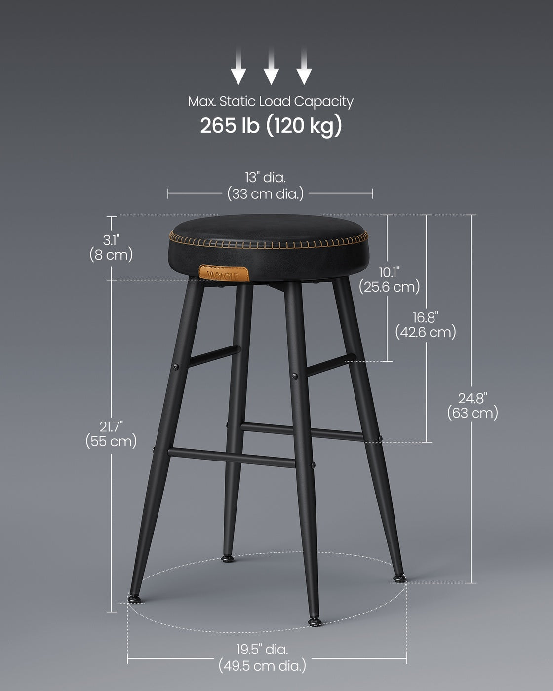 EKHO Collection - Counter Stools Set of 2 - Ink Black - Simply Black