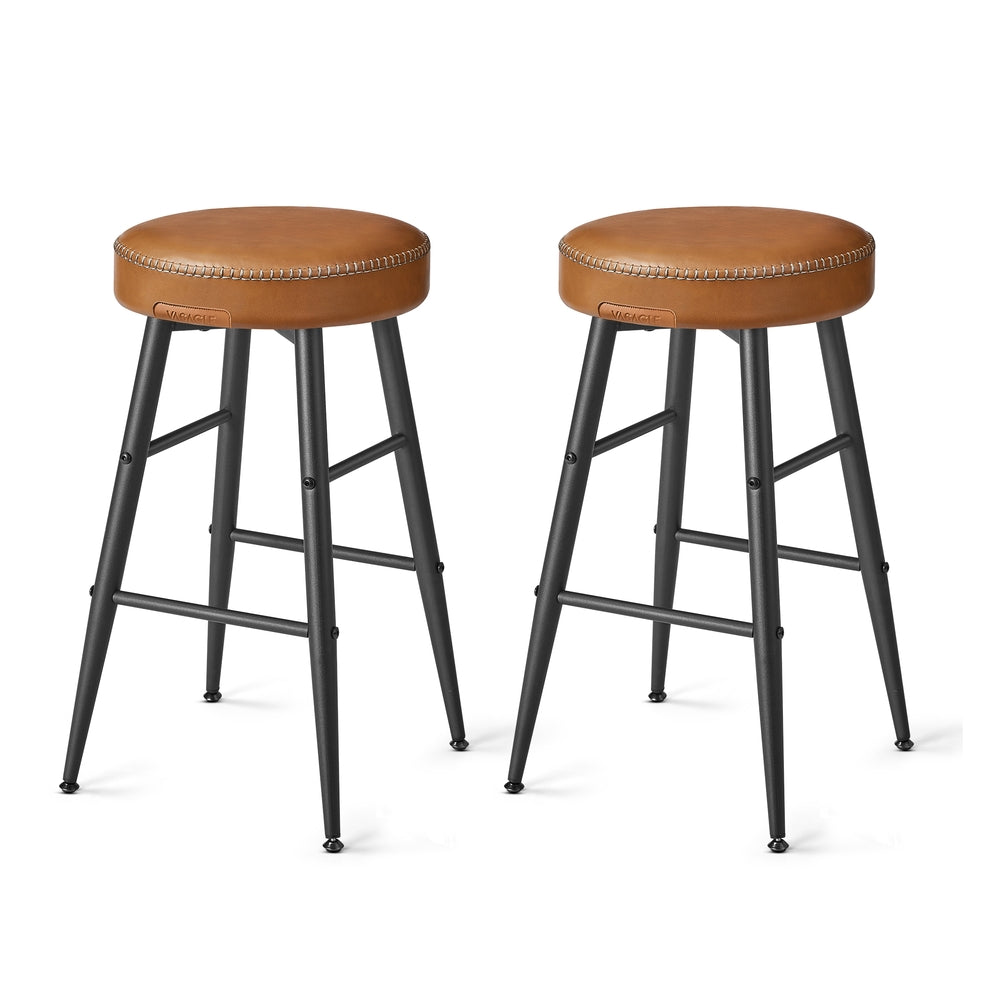EKHO Collection - Counter Stools Set of 2 - Ink Black - Caramel Brown - 19.5”D x 19.5”W x 24.8”H