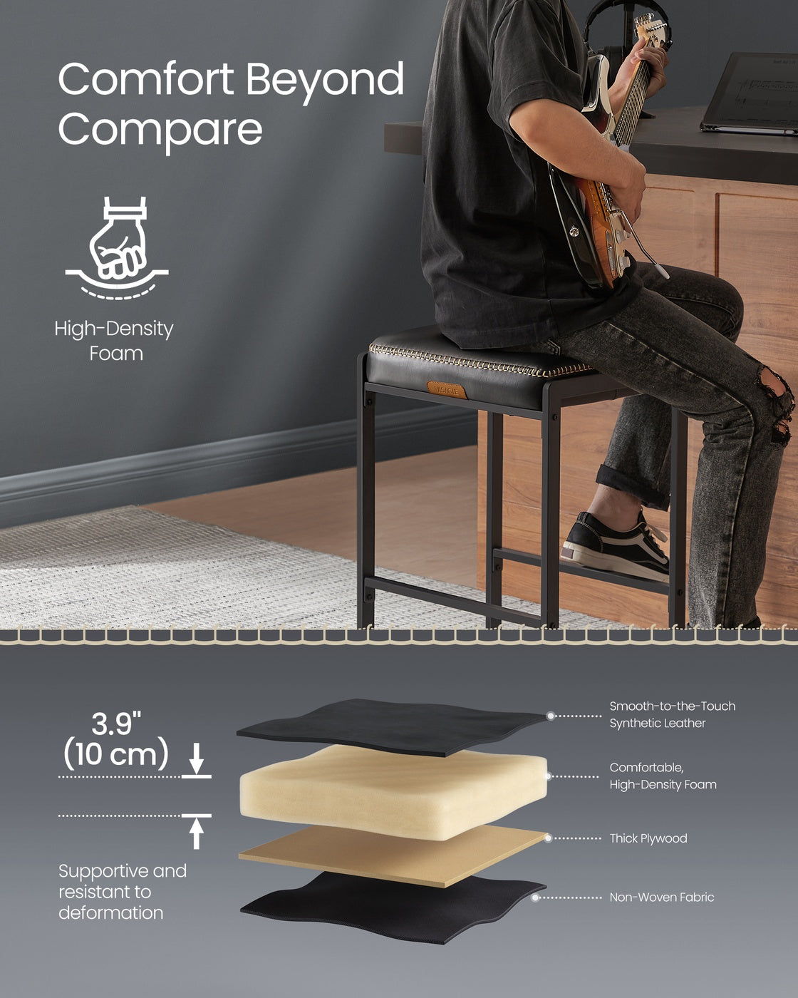 EKHO Collection - Counter Height Bar Stools - Ink Black