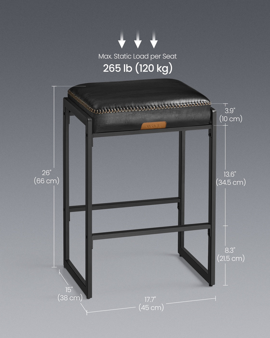 EKHO Collection - Counter Height Bar Stools - Ink Black