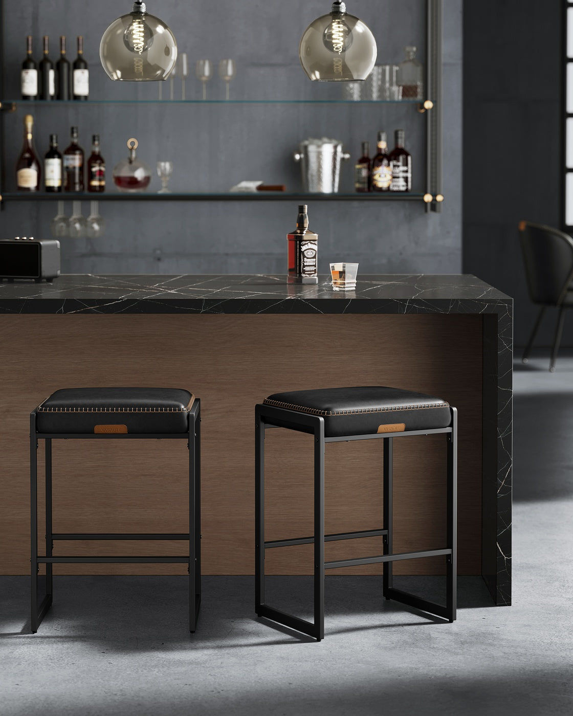 EKHO Collection - Counter Height Bar Stools - Ink Black