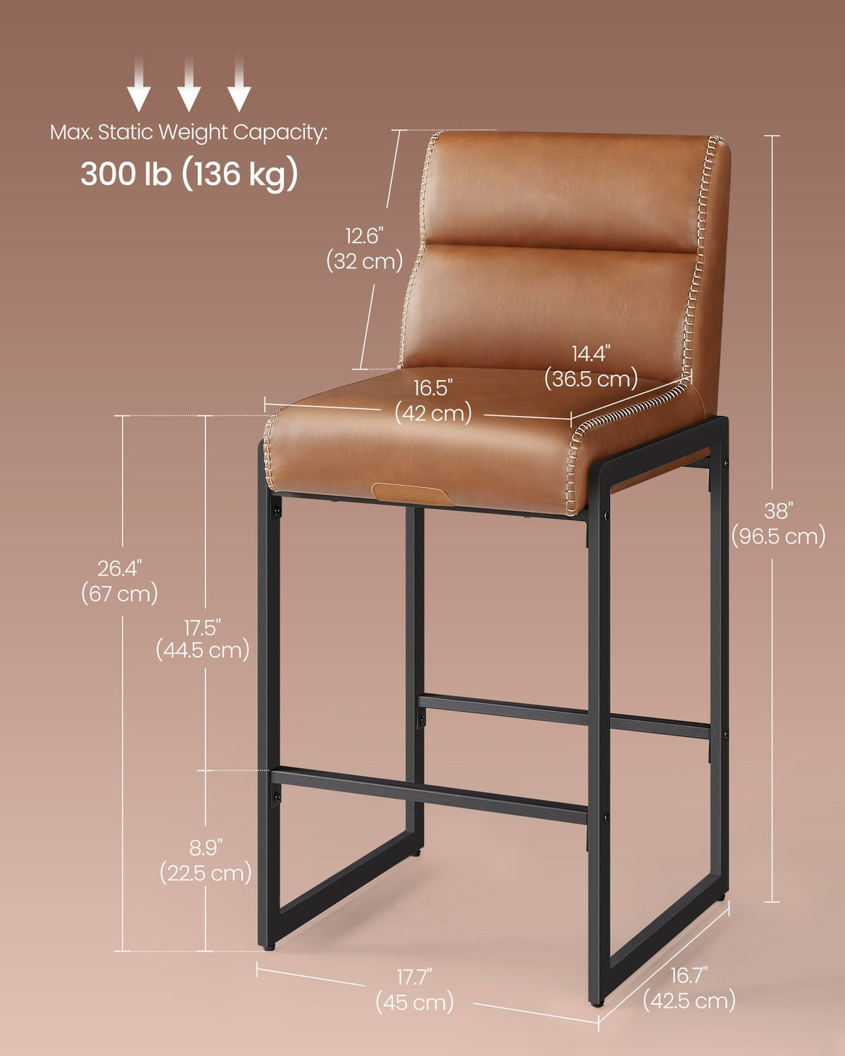 EKHO Collection Bar Stools - Counter Height - With Backs - Set of 4