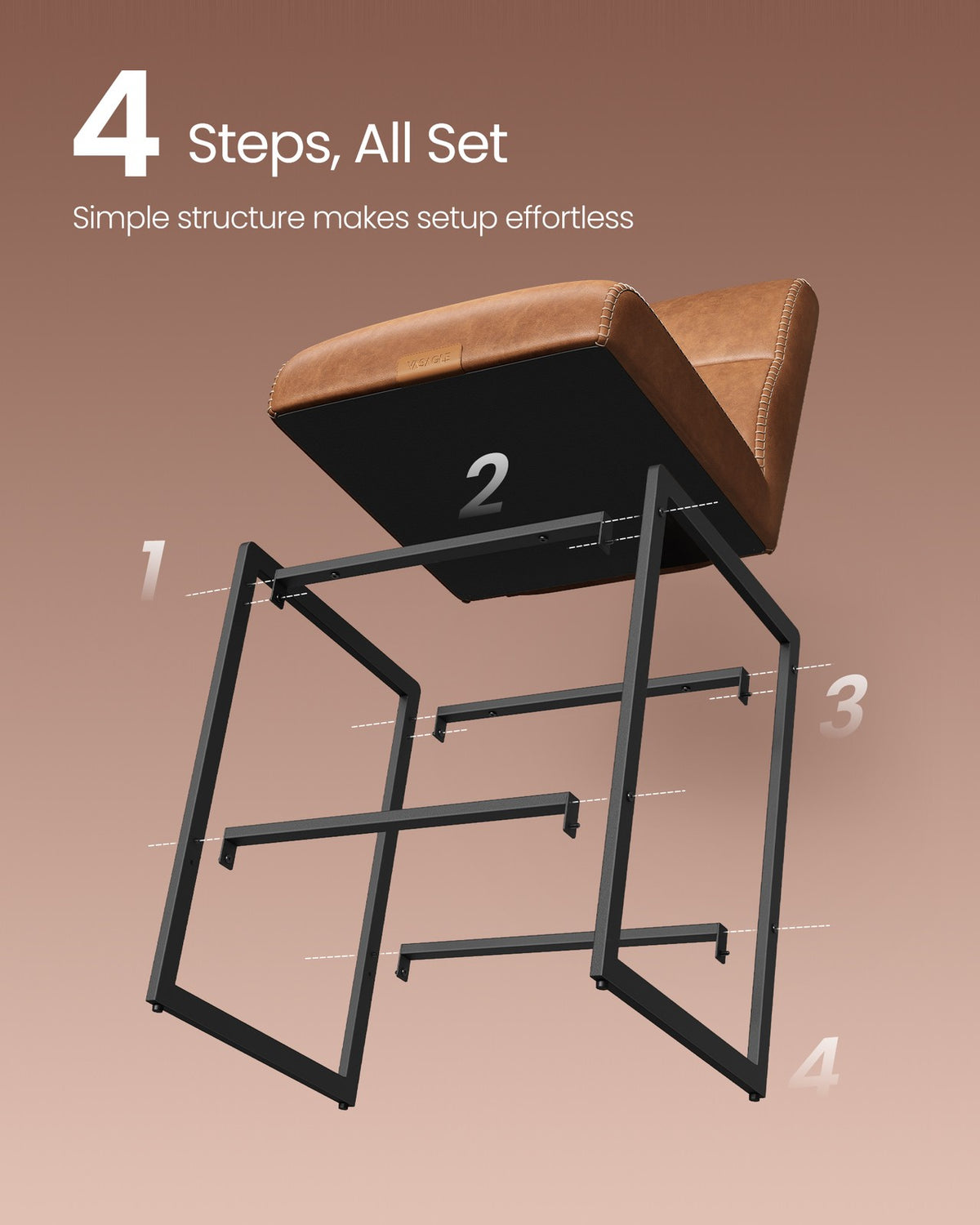 EKHO Collection Bar Stools - Counter Height - With Backs - Set of 4