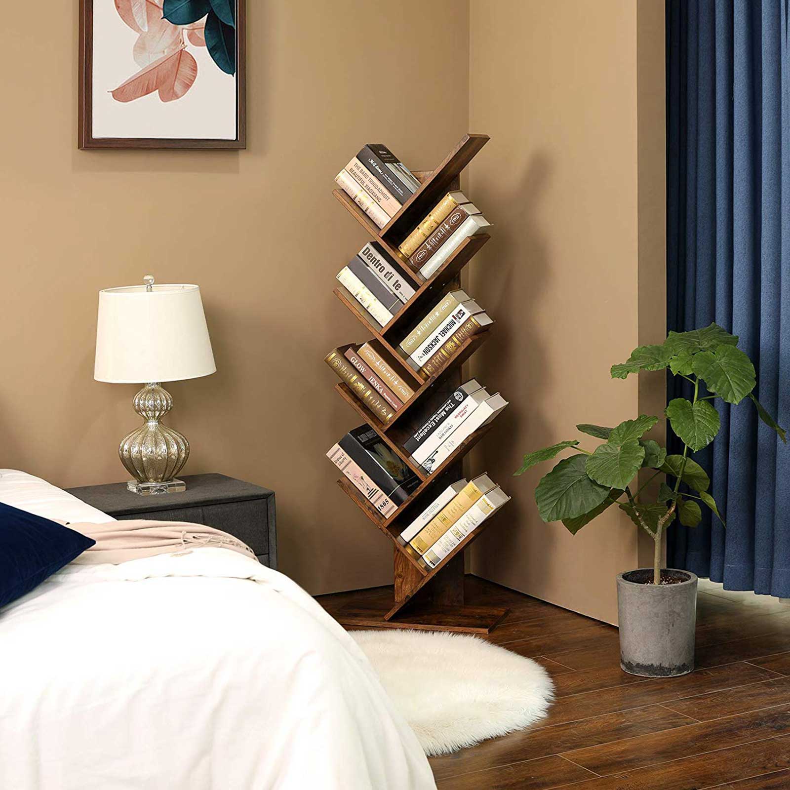 9-Tier Tree Bookshelf - Rustic Brown