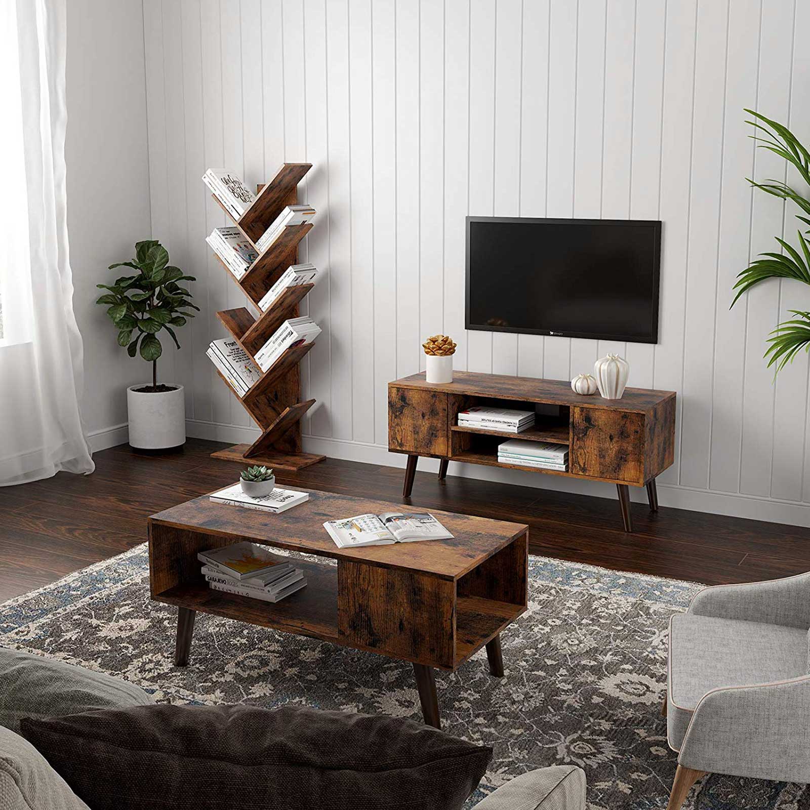9-Tier Tree Bookshelf - Rustic Brown