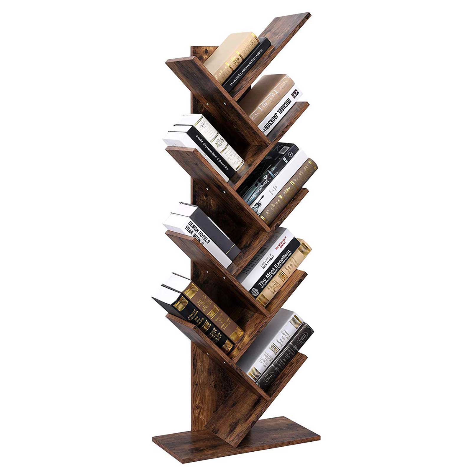 9-Tier Tree Bookshelf - Rustic Brown