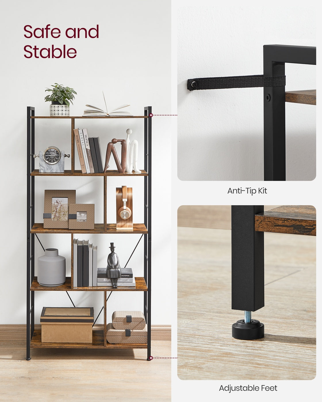 5 Tier Shelving Unit with Open Compartments